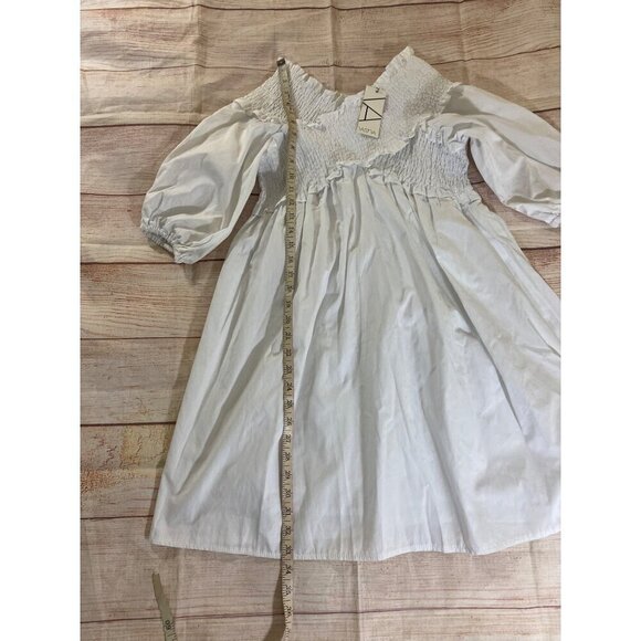 NWT Vasna Women's White Half Sleeve 100% Cotton Sun Dress - Medium - Picture 3 of 11